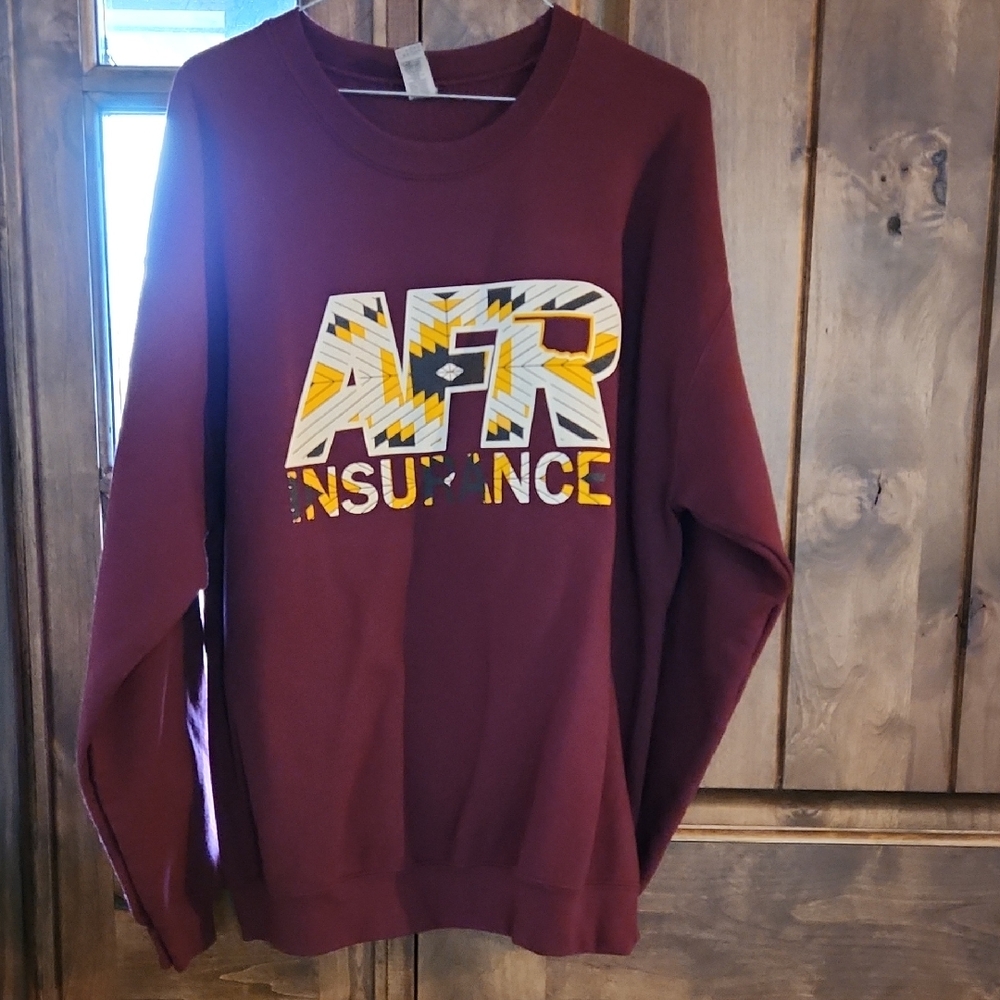 Women's Burgundy Sweater AFR Insurance Logo